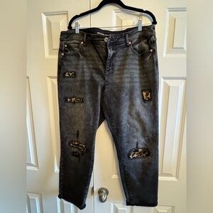 Inc Charcoal Distressed Women's cropped Jeans